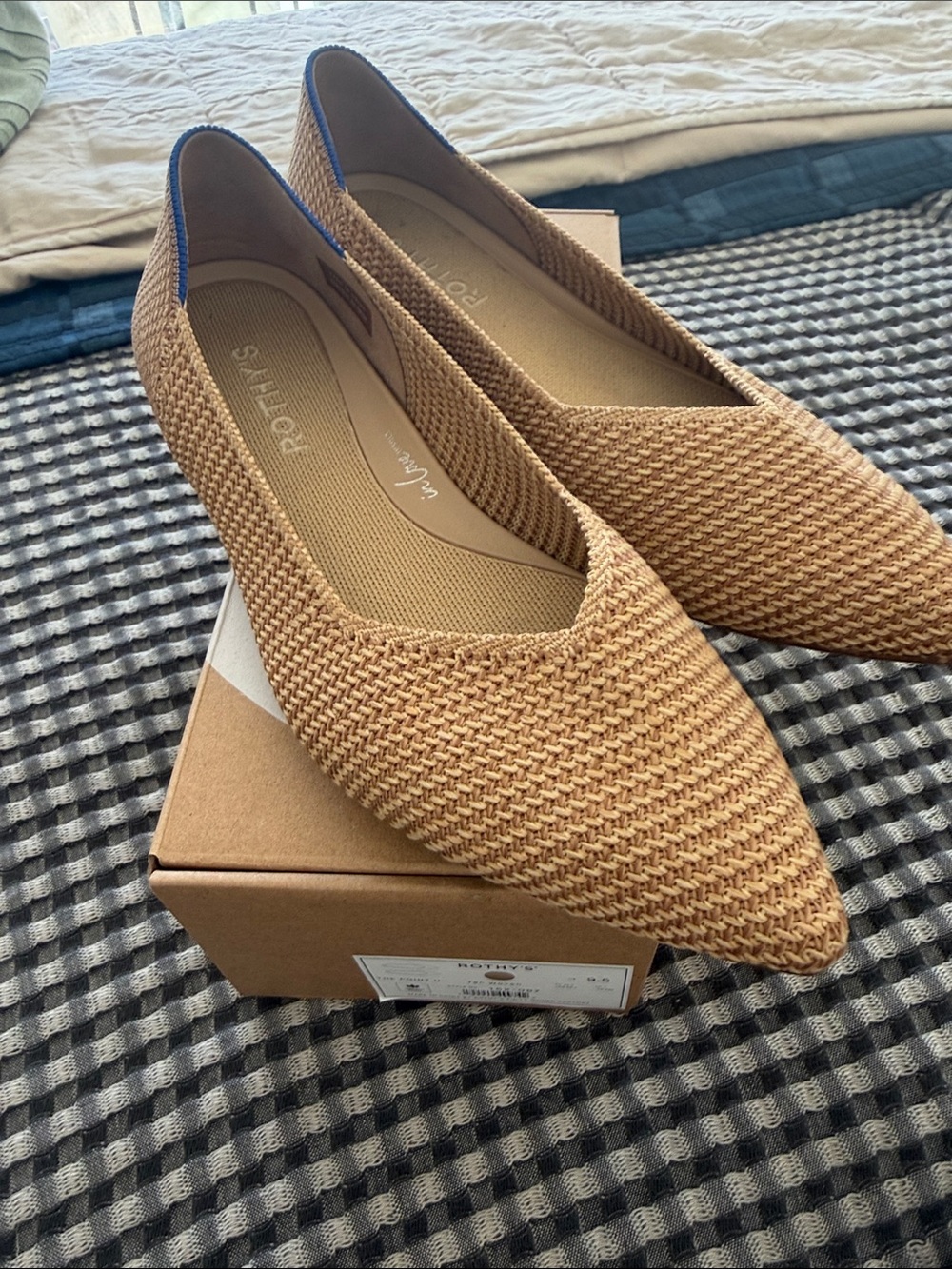 Rothy's Tan Woven Pointed-Toe Flats